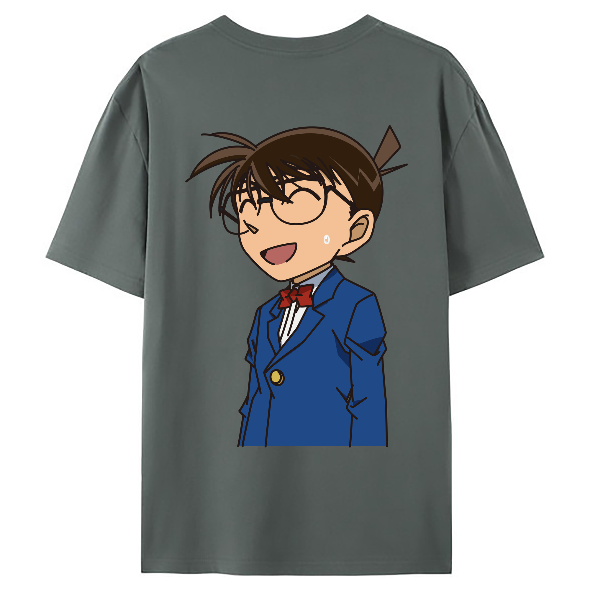 （画像用） 名探偵コナン 江戸川 コナン Detective Conan Conan Edogawa 綿100％ メンズ半袖Tシャツ（バックプリント） 通気性